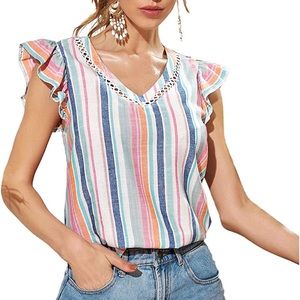 NEW Floerns Women's Boho Embroidered Tops Blouse